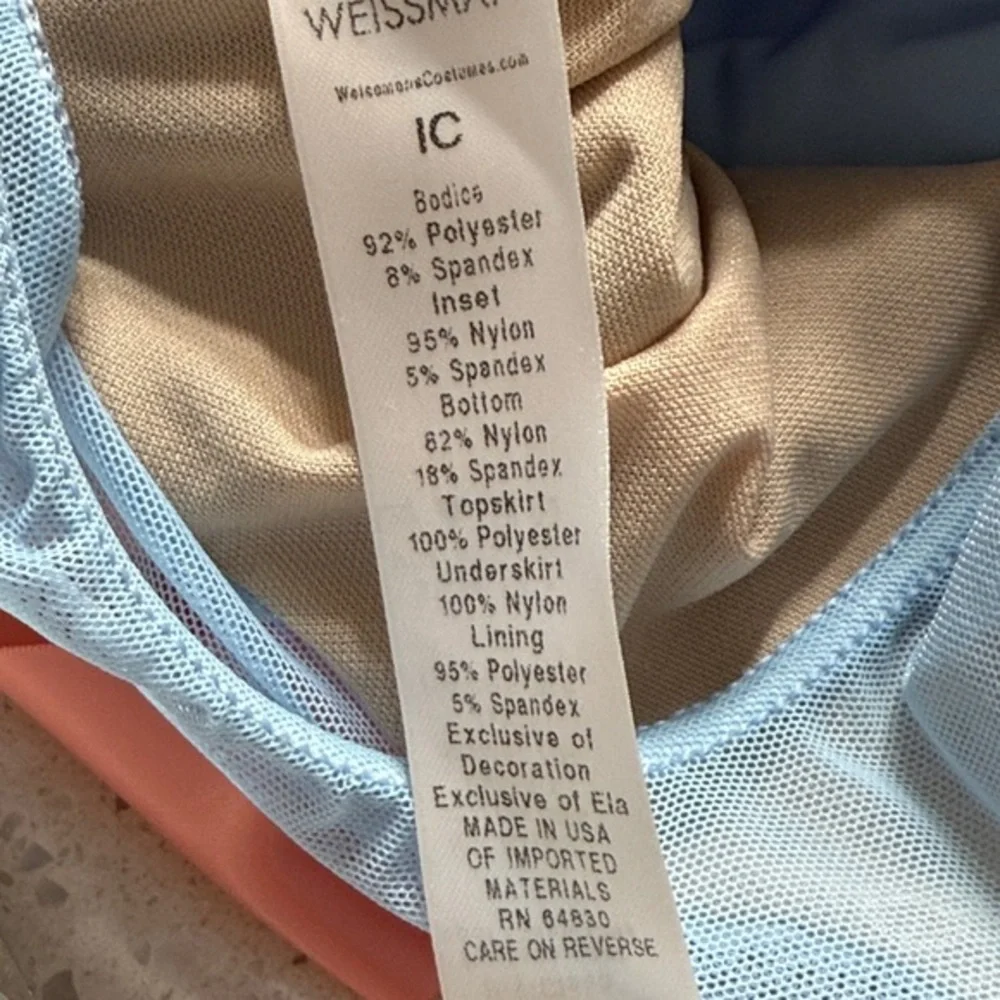 Weissman Dance Costume Blue/Peach Good‎ Sparkle #9318 SZ IC